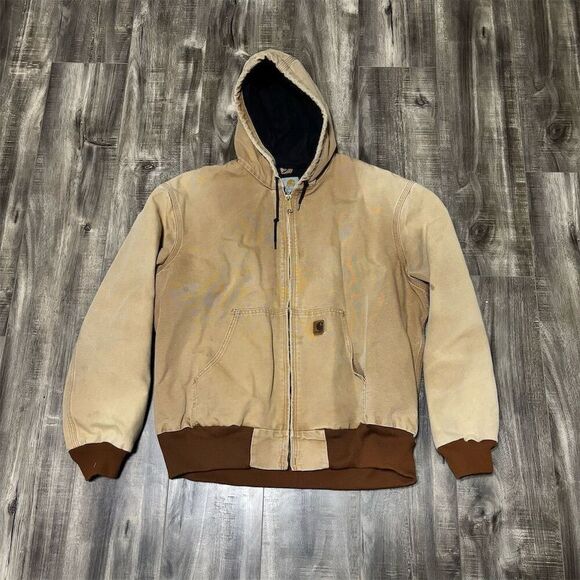 Carhartt Men's 2XL Brown Quilted Hooded Jacket Vintage Workwear Style - Picture 1 of 3